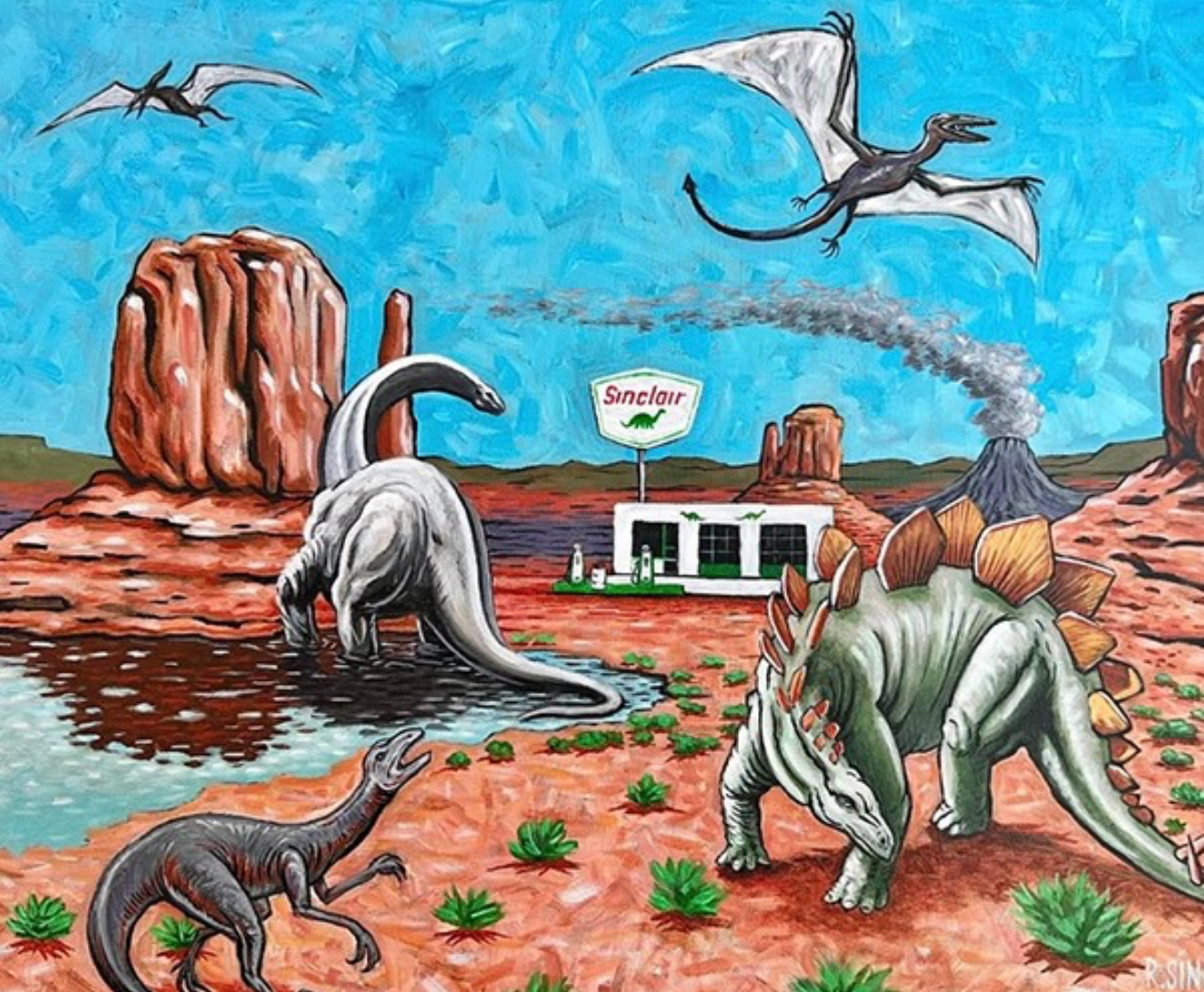 Painting entitled: A Brief Moment of the Carbon Cycle”, 16” X 20”, Acrylic on canvas, 2024